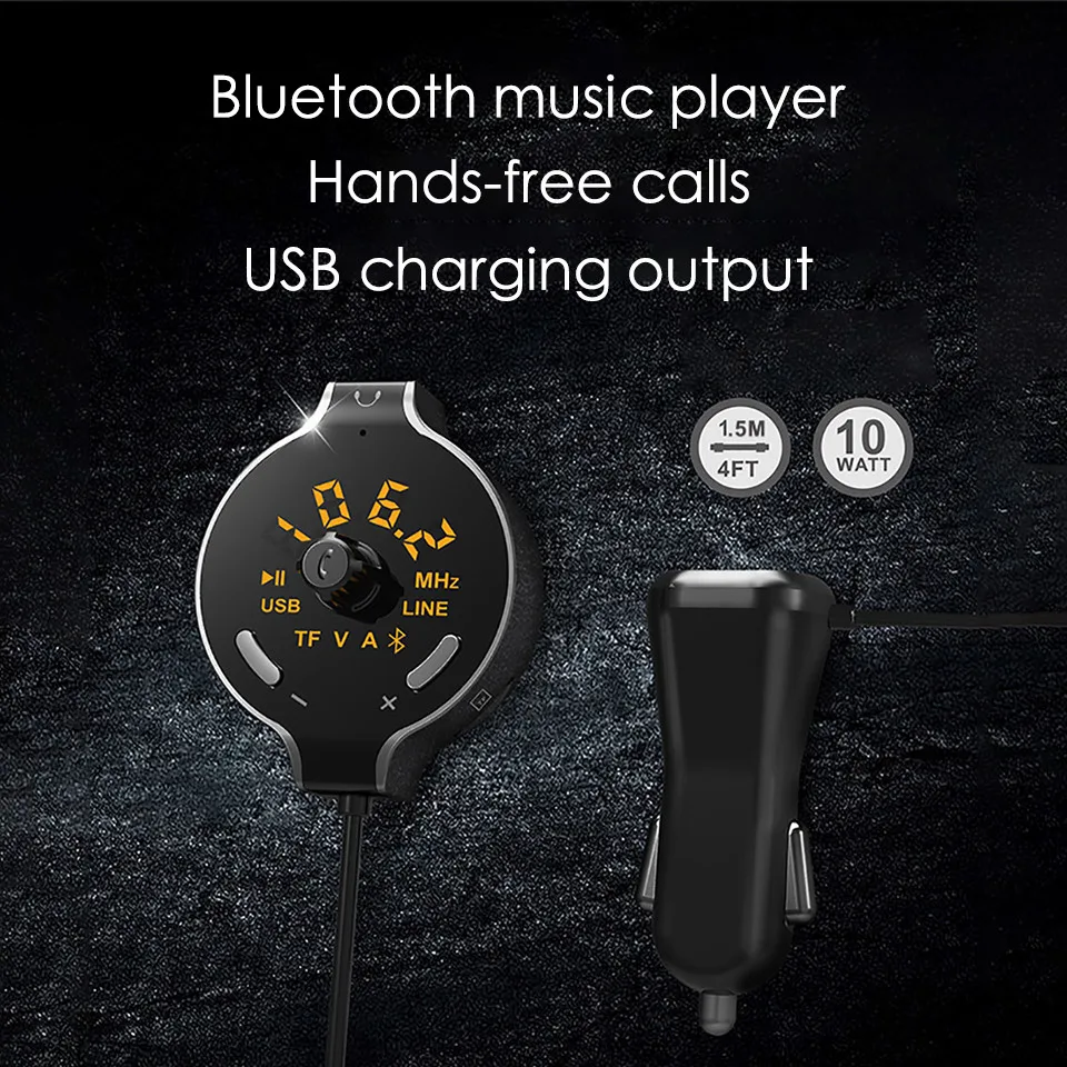Bluetooth FM Transmitter Wireless Bluetooth FM Modulator Handsfree Car Kit 3.5mm Bluetooth Aux Car MP3 Player TF USB Car Charger (4)