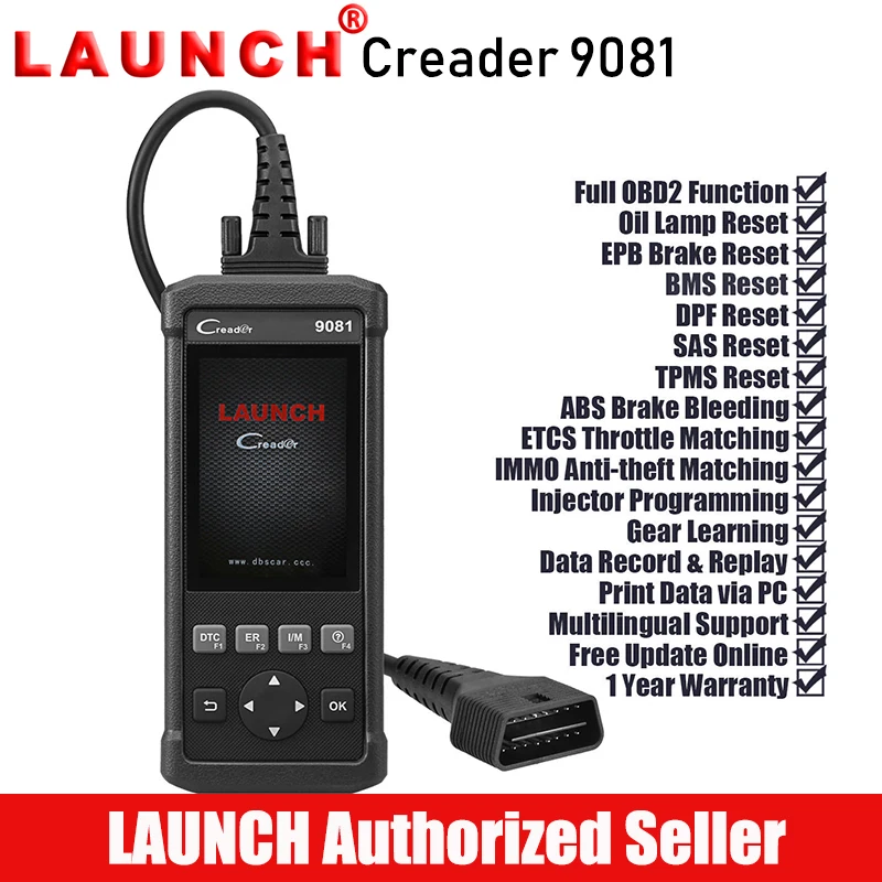 

Original LAUNCH Creader 9081 OBD2 Car Code Reader Automotive Diagnostic Scanner Auto Reset Tool 11 Reset Function TPMS DPF EPB
