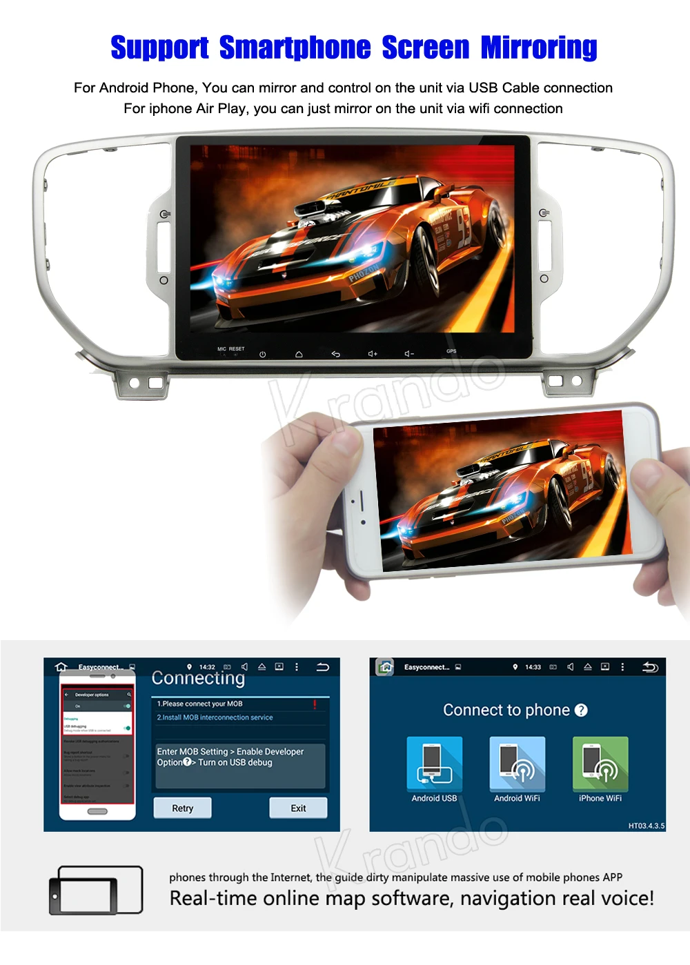 Krando Android car radio gps for kia sportage 2016+ navigation multimedia system  (4)
