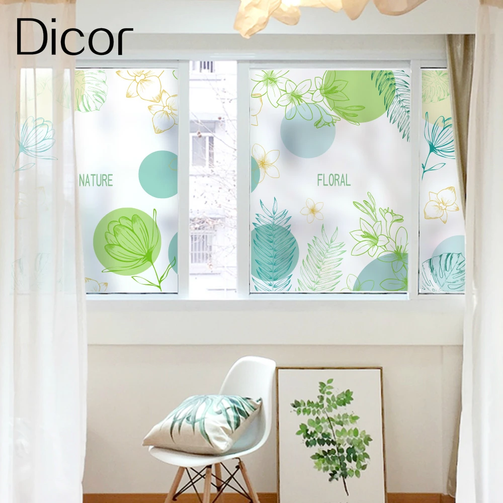 

Dicor Brand Flower Rhyme Series Fashion Art Window Sticker In Decorative Film For Window Glass Stickers Raamdecoratie Decal New