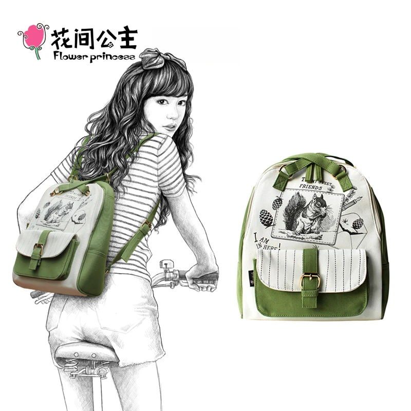 Flower Princess Preppy Style Teenage Girl Canvas font b Backpacks b font font b Women b