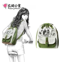 Flor Princesa Estilo Preppy Adolescente Mochilas de Lona Mujeres Sling Bolso de Escuela Del Bolso mochila Mochila feminina 0102