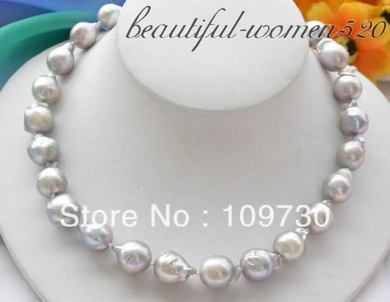 

Jewelry 008345 17" gray drip baroque KESHI REBORN PEARL NECKLACE