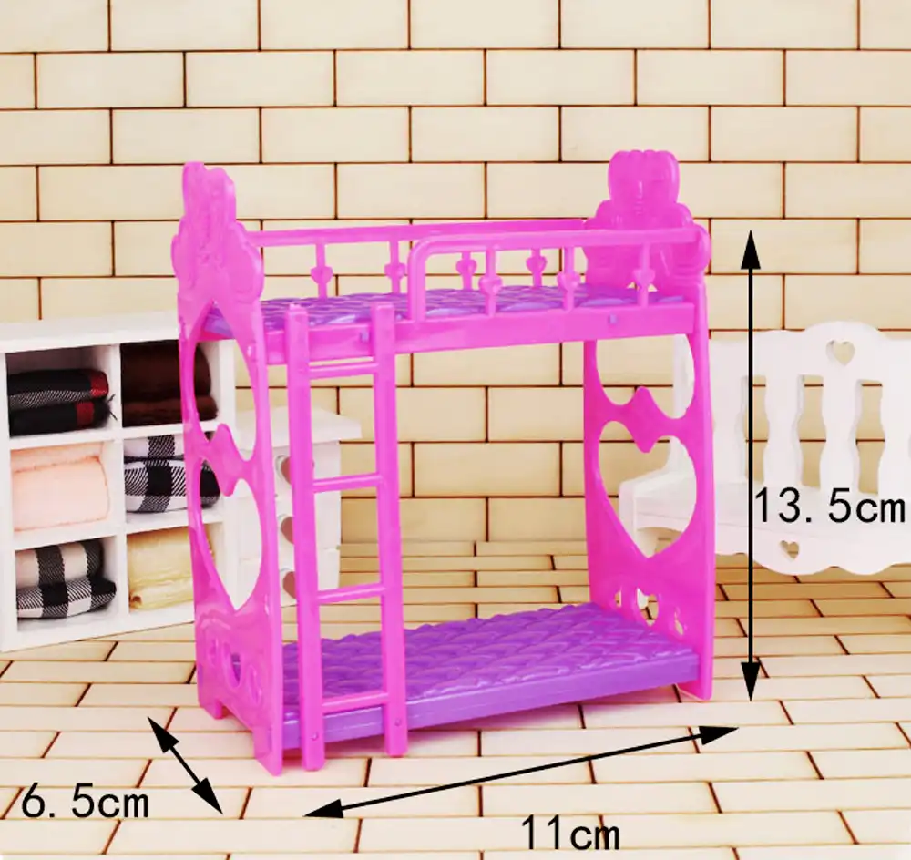 Rosana Mini Furniture For Dolls Double Bed For Barbies Sister Kelly Dolls Bedroom Removable Plastic Couch Play House Accessories