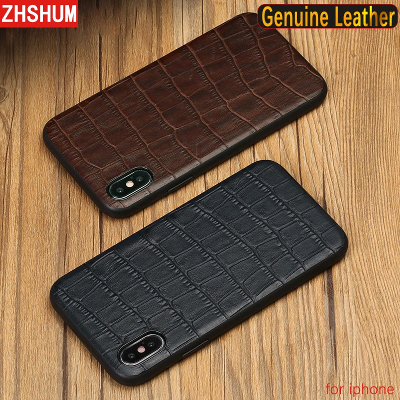 Luxury Genuine Leather Case For Iphone 11 Pro Max X XS MAX XR 6S 8 7 Plus Crocodile Pattern Skin Back Cover for 6 |