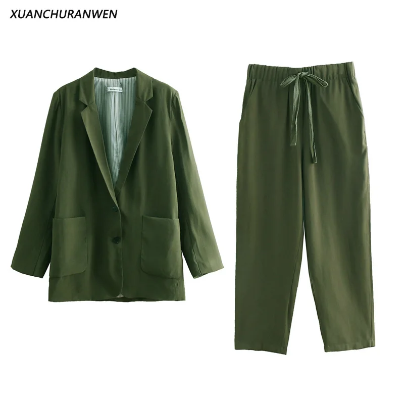 

Women Causal Suit Blazer Pants Loose Plus Size Solid V neck Pocket Blazer Coat High Waist Harem Pants Suits WB9177 9178