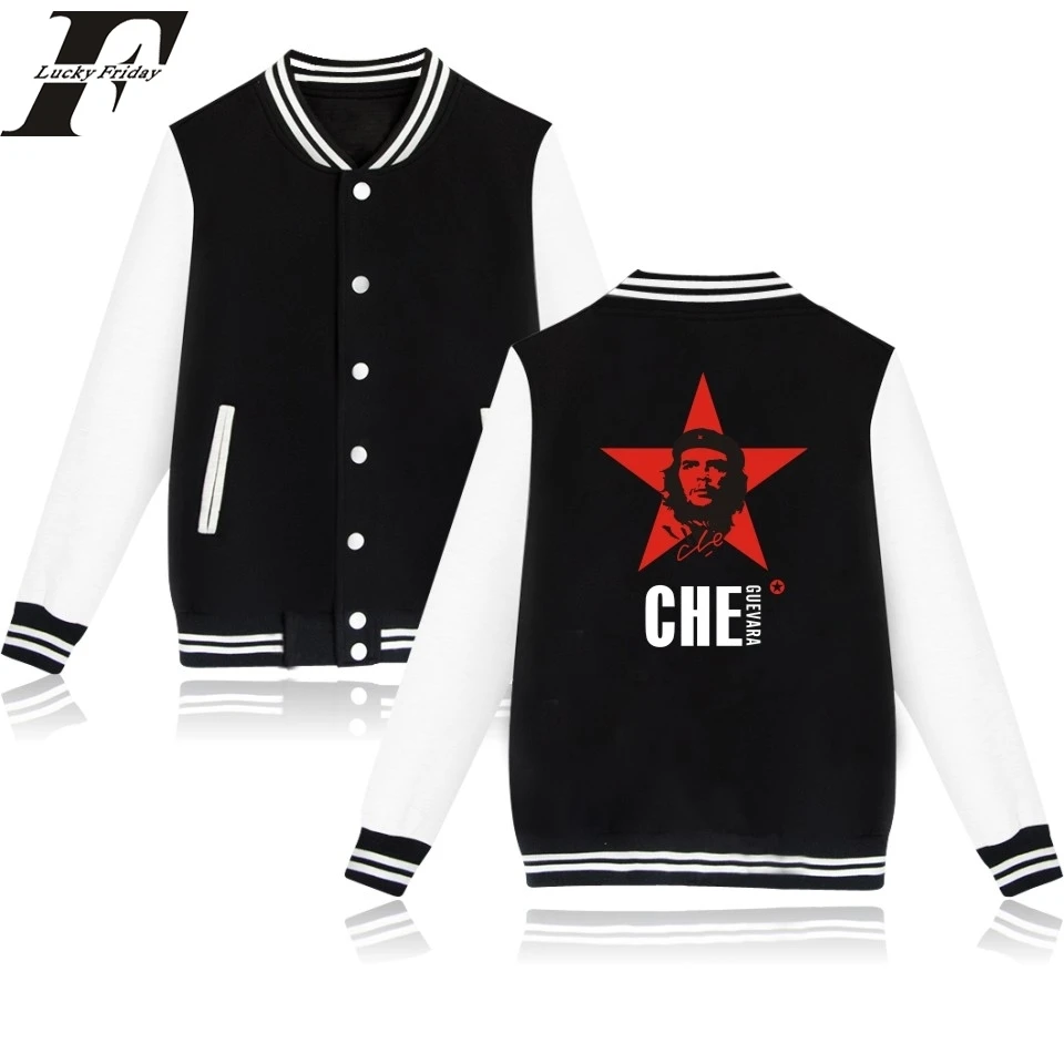 

LUCKYFRIDAYF 2018 Che Guevara Baseball Jacket Capless Hoodies basic coats tumblr sweatshirt Men/Women Unisex Brand Clothing