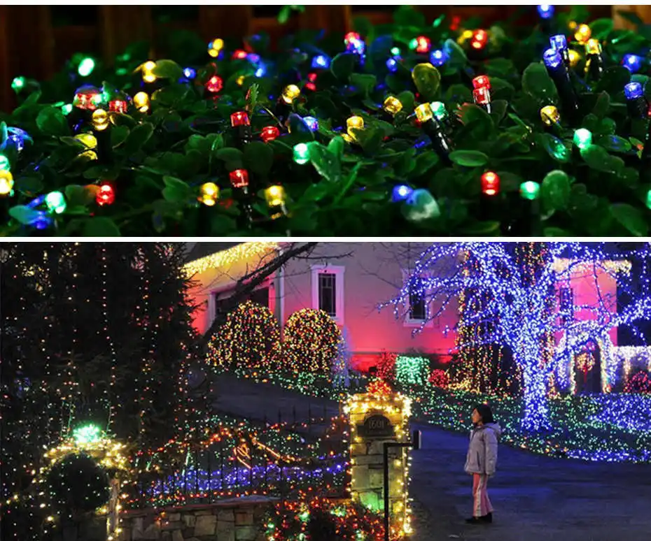 22 м 200 светодиодный Сказочный светильник на солнечной батарее, Рождественская уличная гирлянда, светодиодный светильник с полосками, уличный водонепроницаемый светильник для сада и свадьбы