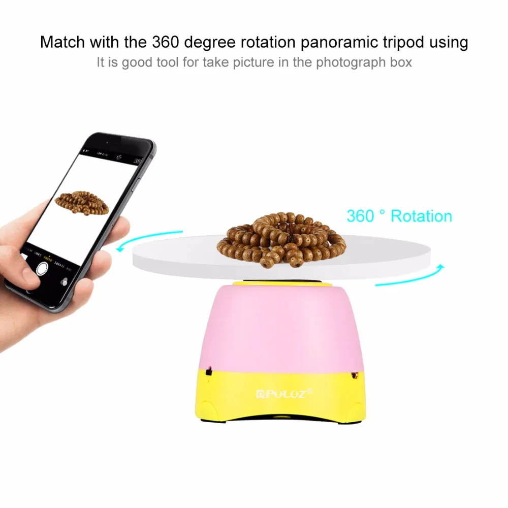 360 Degree Rotation Panoramic Electronic Tripod Head + Round Tray with Control Remote PULUZ 