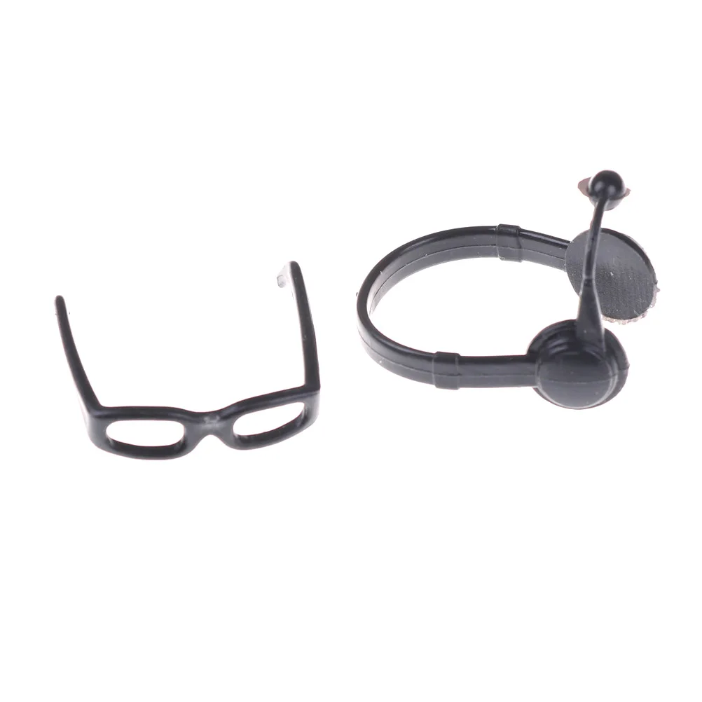 1:12 Black Simulation Glasses Earphone Toys for Children Doll Accessories jf