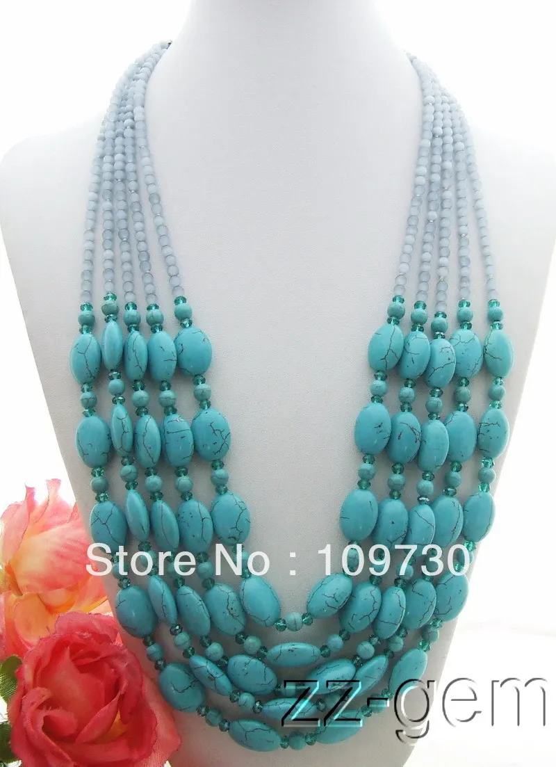 

Jewelry 0011874 Turquoise&Cat's Eyes&Crystal Necklace!