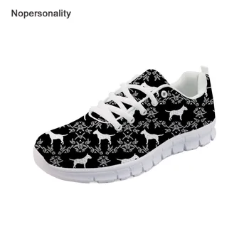 

Nopersonality Floral Bull Terrier Sneakers for Ladies Black Breathable Female Women Mesh Flats Lightweight Unique Ladies Flats