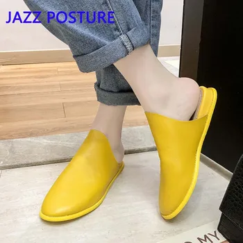 

Korean designer summer women's slippers casual platform slippers round head toe half flat slippers tweezers casual shoes y926