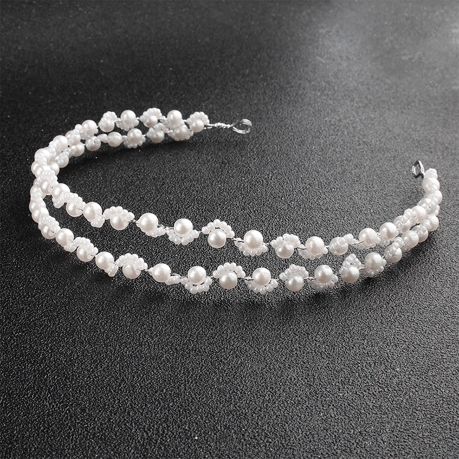 Miallo Newest White Acrylic Pearls Handmade Headbands Wedding Hair Accessories Fashion Headpieces Jewelry Women Hair Vine