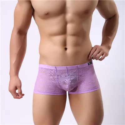 

howe ray Sexy boxers underwear men lace see through transparent high quality shorts gay transparent mens sexy underwear boxers