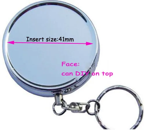 Cinzeiro de Prata Recipiente com Keychain Portátil Caixa Pill Aço Inoxidável Faça Você Mesmo Metal -- um Compartimento-dhl Livre Grátis 100 Pcs 10 Espelhos para maquiagem