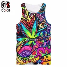 OGKB жилет мужской Hombre цветочный 3D безрукавка с принтом масляной живописи листья хип-хоп размера плюс топы футболки Hombre рубашка без рукавов