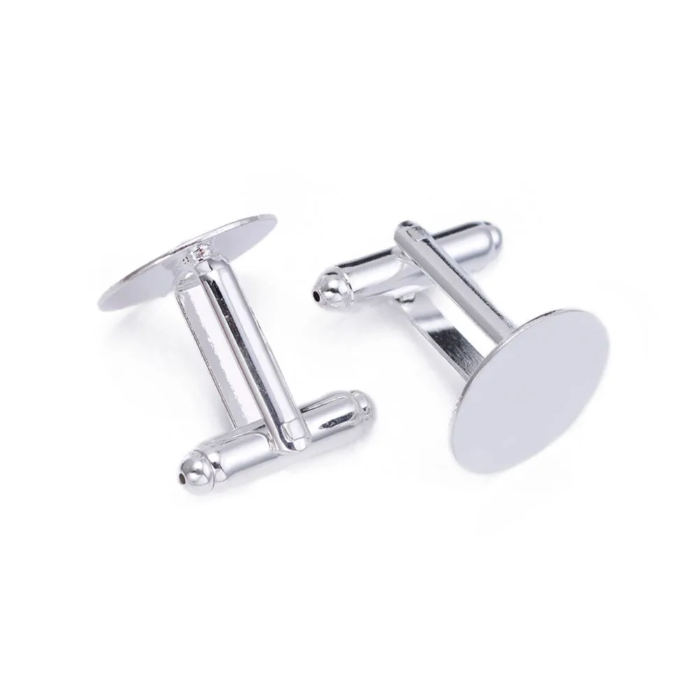 

10Pcs 20mm Round Pad Silver Rhodium Plated Copper Metal Blank Hook Clasps Cufflinks For DIY Fashion Jewelry Finding
