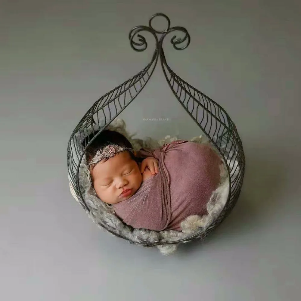 Vintage Iron Bed Newborn Photography Props Baby Hanging Bed Props Swing