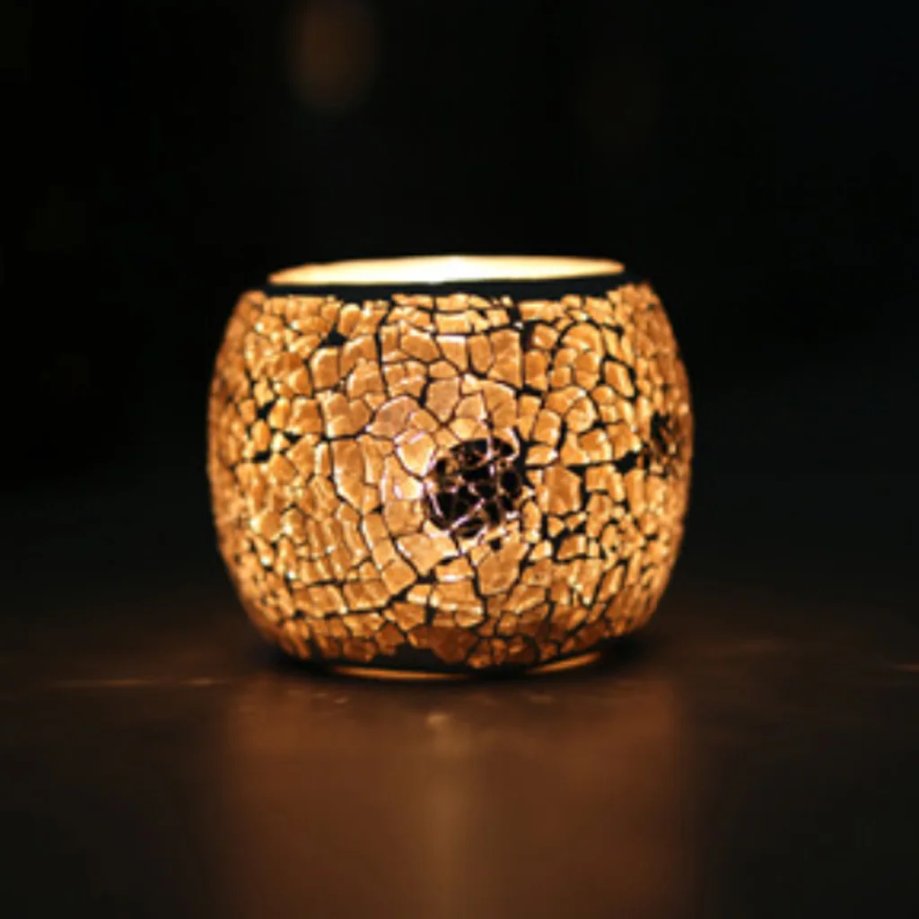 Mosaic Glass Votive Candle Tea Light Candelabra Candlestick Mood Light Lamp Shade Scented Candleholder Festive Decor 5-set