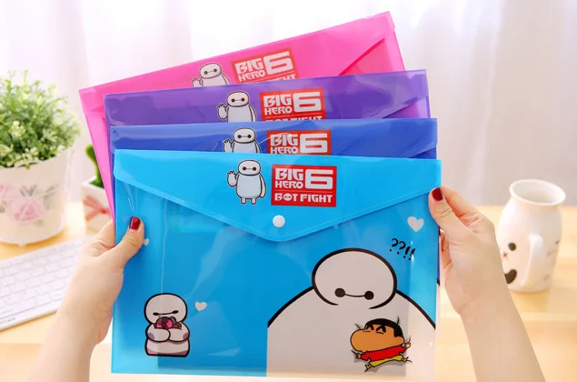

kawaii baymax pvc botones Files folder Document A4 Filing Bag for school office folders file organizer material escolar