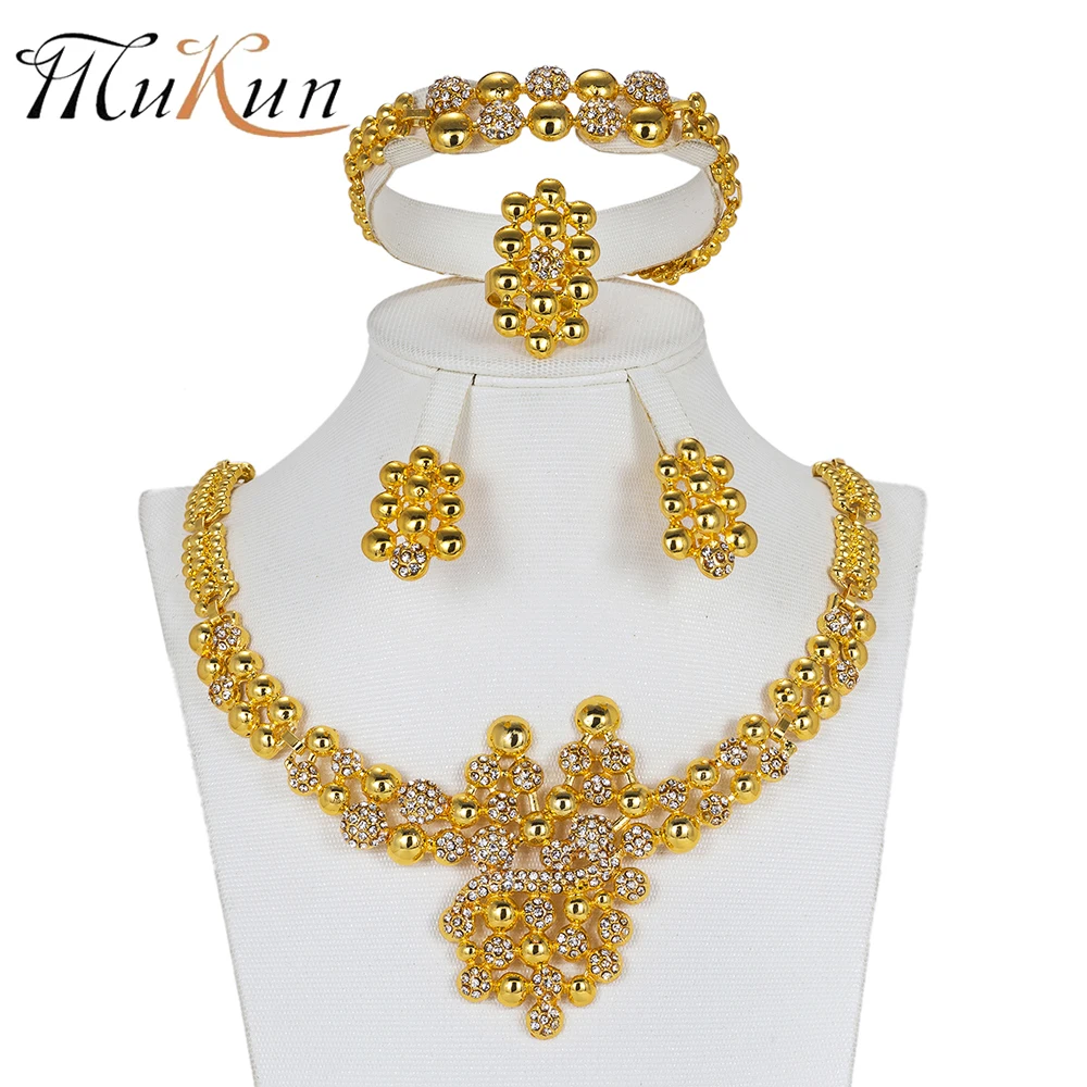 MUKUN Fashion African Bead Jewelry Sets Nigeria Wedding Necklace