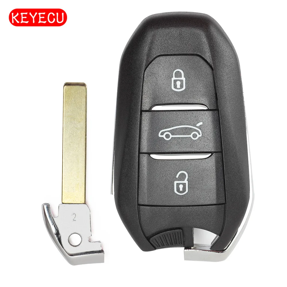 Keyecu умный сменный дистанционный ключ 3 кнопки Fob 434 МГц 4A чип для Peugeot 508 308 408 4008 301