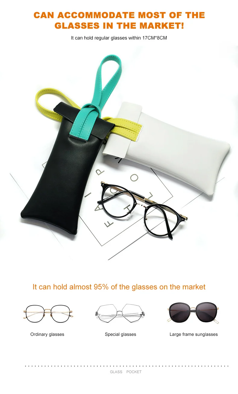 Portable Drawstring Glasses Bags Women's Sunglasses Case Light Convenience Eyeglasses Solid Storage Box Case Bags PU Leather Glasses pouch1 (6)