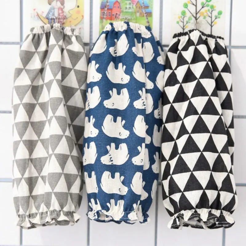 

Cotton&Linen Nordic Painting Adult Long Sleeves Clean Women's Kitchen Cleaning Kitchen Accessories Oversleeves Long Arm Sleeves