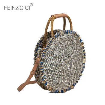 

Straw bag round large big summer beach totes bags women girls knitting crossbody tassel rattan bag handbag 2019 new high quality