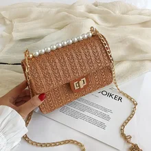 2019 INS New Fashion Beach Holiday Bag Rattan Bag Leather Hardware Buckle Straw Bags Portable Bamboo Woven Bag Bolsa Feminina fashion colorful pompom straw mini portable beach handbag bolsa feminina bag