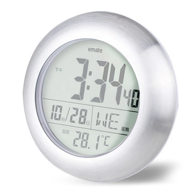 LED digital waterproof bathroom electric wall clock modern design metal case watch wall reloj de