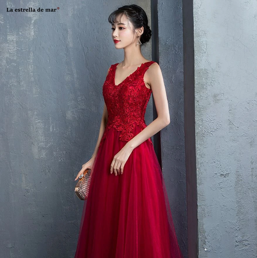 Vestido boda mujer invitada2021 Новое сексуальное платье подружки невесты из тюля с v образным