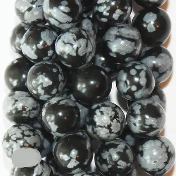

Genuine Snowflake Obsidian Beads - Round 6 mm Gemstone Beads - Full Strand 15 1/2", 65 beads, A-Quality