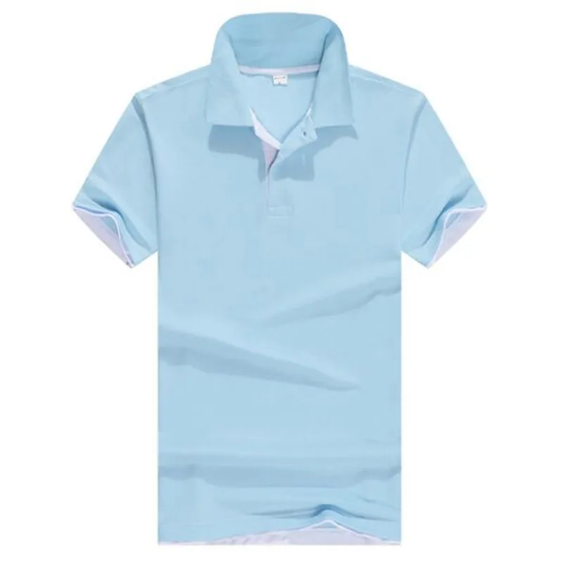 Мужская Новая рубашка поло с коротким рукавом, мужская хлопковая спортивная рубашка поло с коротким рукавом для гольфа, рубашка-поло для тенниса, Мужская Дизайнерская рубашка поло с коротким рукавом - Цвет: Light blue white