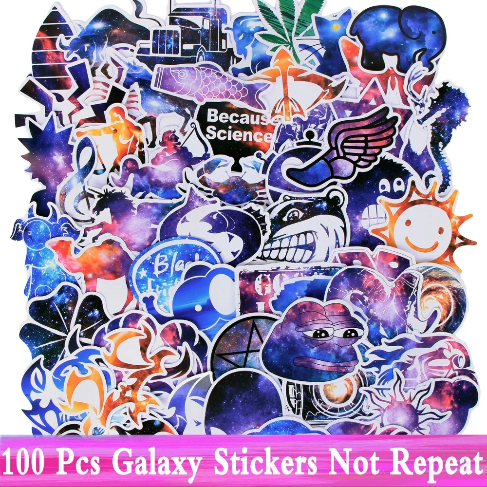 100 Pcs Galaxy Stickers Mixed JDM Style Decor Toy Vinyl Decals Luggage