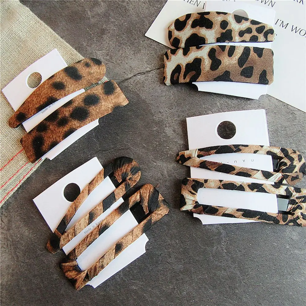 

2PCS Fashion Leopard Set Hairpins Girls Barrettes Hairband Hair Clip Clamp Jewelry Styling Tools Women Hair Accessories