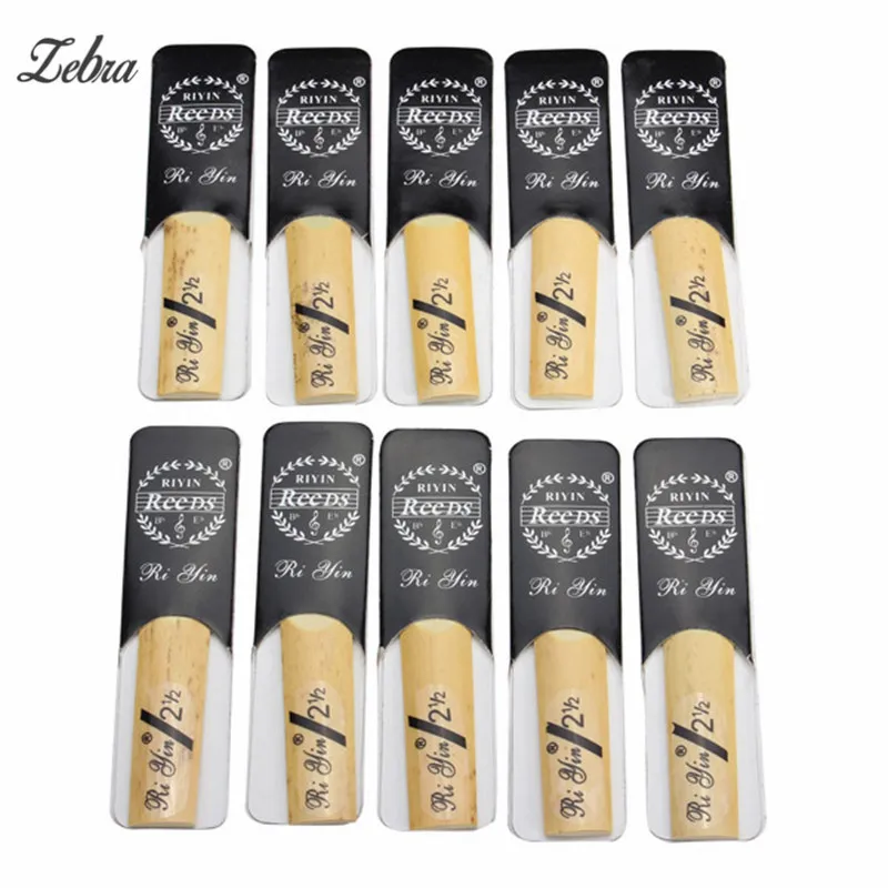 

Zebra 10pcs/Set Strength 2 1/2 Traditional Bamboo Clarinet Reeds Reed for Bb Clarinet Woodwind Instruments Parts & Accessories