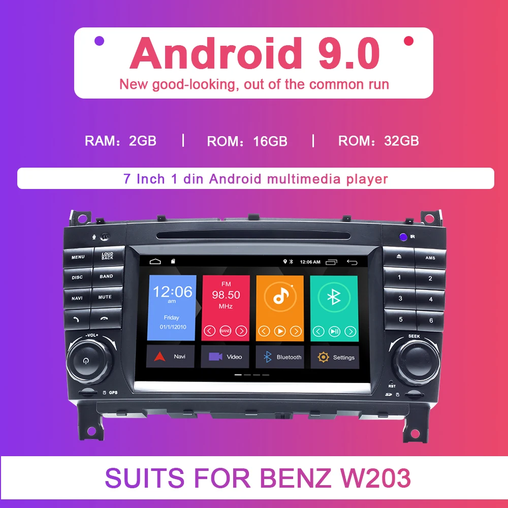 2Din Android 9 автомобильный DVD Мультимедиа Радио gps-навигатор для Mercedes/Benz W203 W209 W219 A-Class C-Class CLS C180 C200 CLK200Vito Viano