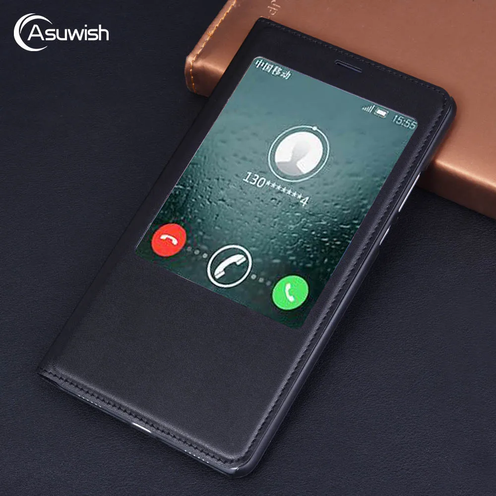 

Asuwish Flip Cover Leather Case For Huawei Honor Note 8 Honor V8 Max Note8 V8max 6.6 Phone Case Cover Smart View Bag Slim Shell