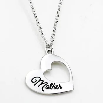

Vintage Heart Mother Necklace Pendant For Women Girl Mother Day Party Family Gift Charm Necklaces Free Shipping