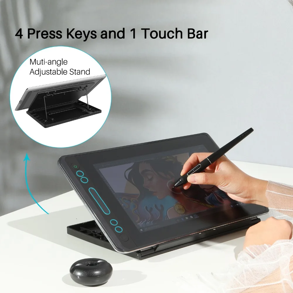 Графический планшет для рисования HUION 120% sRGB Kamvas Pro 12 безбатарейный Наклонный