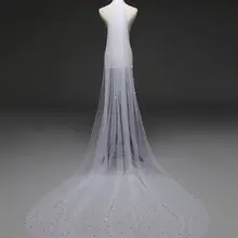 3 м длинная белая/слоновая кость фата невесты с гребнем один слой собора Королевский жемчуг свадебная фата Veu de Noi EE708