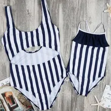 Полосатый купальник для всей семьи; цельный купальник; купальный костюм для мамы и дочки; плавательный костюм; Новинка года; сезон лето