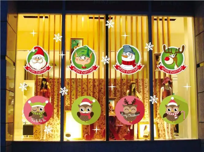 6 шт./лот Рождество украшения статическая наклейка оконная повязка коробки Санта Клаус Лось без клея фестиваль Dec для украшения вечерние - Цвет: 3
