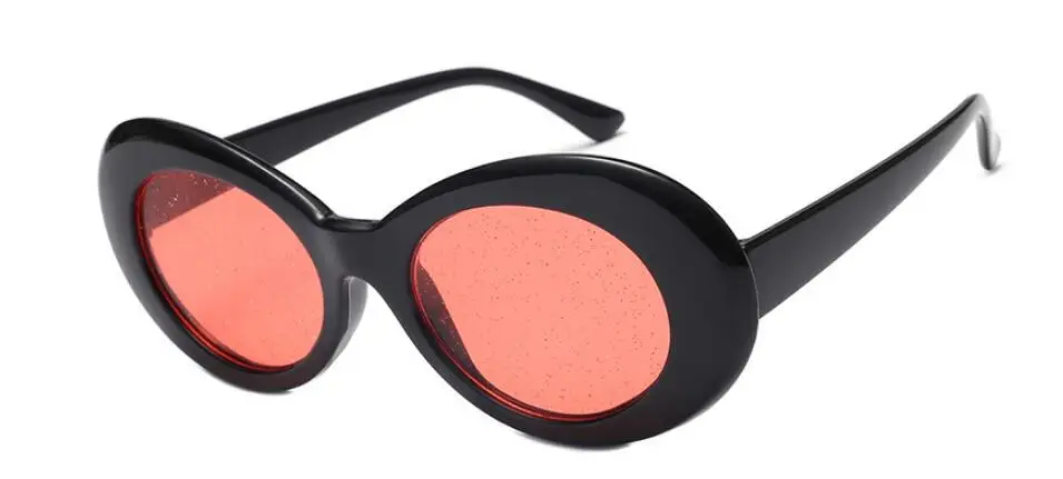 Трендовые яркие цвета женские Овальные Солнцезащитные очки Модные мужские блестящие прозрачные красные желтые зеленые фиолетовые очки UV400 - Цвет линз: Bred