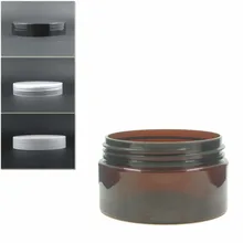 18 шт./лот 100 мл янтарная ПЭТ банка с черной/белой/прозрачной пластиковой крышкой, пластиковая банка, косметическая банка, пластиковый контейнер, бутылка