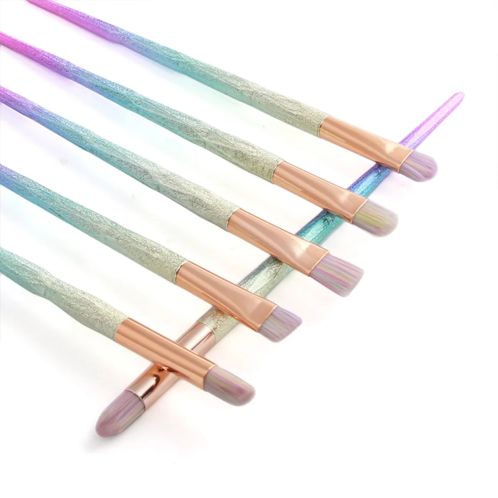 7 Pcs Glitter Gradient Color Handle Makeup Brushes Set Powder Foundation Eyebrow Face Make Up Brush Cosmetic Tool Kit (10)