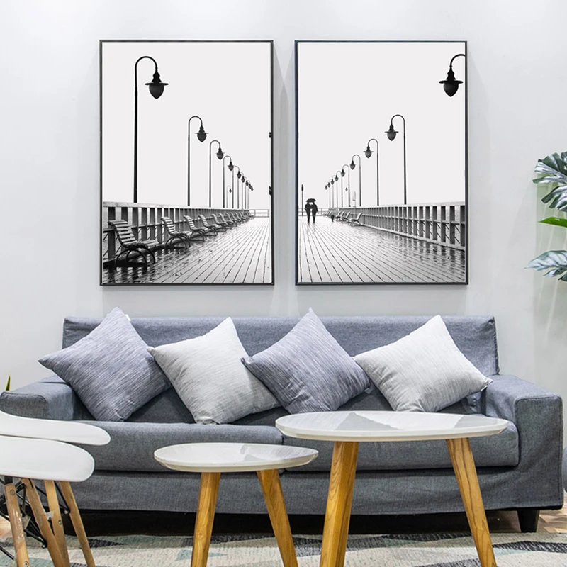 

Minimalist Street Lamp Canvas Painting Poster Black and White Wall Art Fashion Photography Posters and Prints Modern Home Decor
