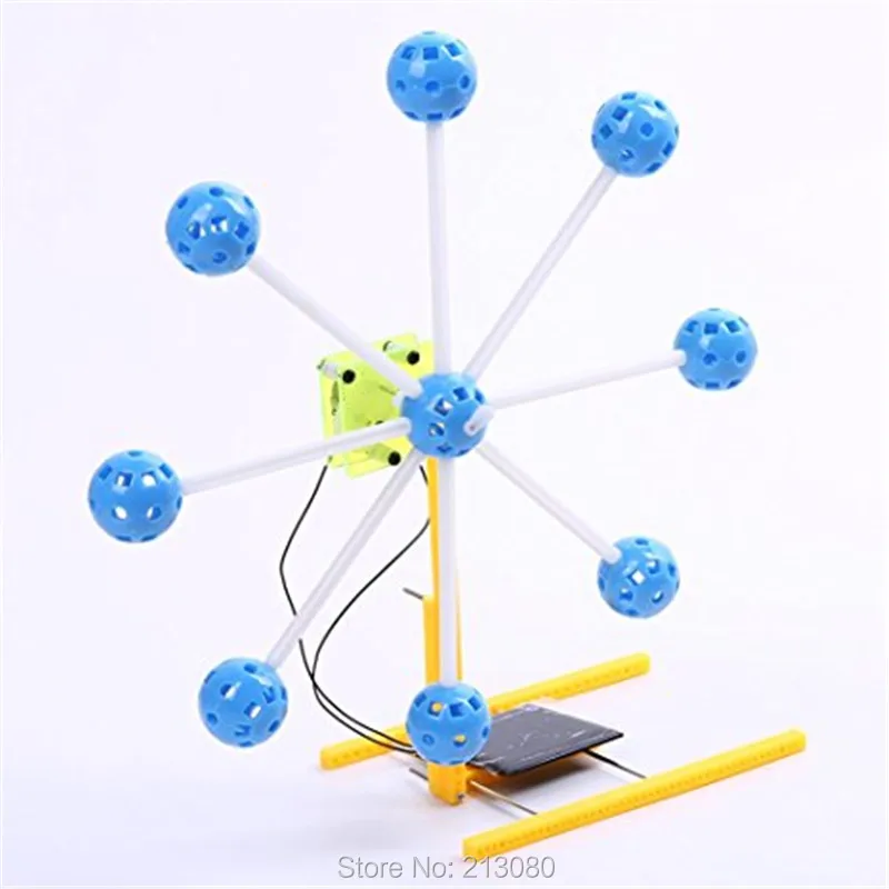 Solar Power Rotatable Ferris Wheel Fun 3D Metal DIY Miniature Model Kit  For Children Educational Toy (5)